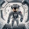 AI generated illustration of an astronaut standing in a futuristic vehicle chamber