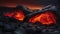 AI generated illustration of an awe-inspiring image of a dark and mysterious lava cave