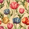 AI generated illustration of a background of vibrant and colorful array of tulips