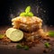 AI generated illustration of a baklava, layers of golden filo pastry and nutty bliss
