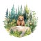 AI-generated illustration of a bear in its natural habitat, standing in lush green grass