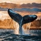 AI generated illustration of a beautiful humpback whale swimming in the pristine blue waters