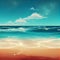 AI generated illustration of beautiful seascape with crystal clear water, calm waves and sandy beach