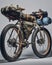 AI generated illustration of a bike ready for backpacking through the middle of nowhere
