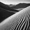 AI generated illustration of a black and white landscape of picturesque sand dunes in a desert