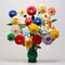 AI-generated illustration of a bouquet of colorful plastic flowers