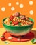 AI generated illustration of A bowl filled with a delicious combination of noodles