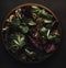 AI generated illustration of a bowl of freshly prepared salad, full of a variety of vegetables