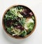 AI generated illustration of a bowl of freshly prepared salad, full of a variety of vegetables
