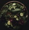 AI generated illustration of a bowl of freshly prepared salad, full of a variety of vegetables