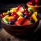 AI generated illustration of a bowl of vibrant colorful fruits