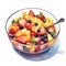 AI generated illustration of a bowl of vibrant colorful fruits in a cartoon style