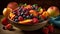 AI-generated illustration of a bowl of vibrant fresh fruits.