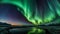 AI generated illustration of a breathtaking aurora borealis illuminates a snowy winter forest