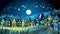 AI generated illustration of a breathtaking night scene with a detailed paper cityscape