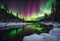 AI generated illustration of  the breathtaking Northern Lights glowing in the night sky