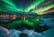 AI generated illustration of breathtaking  Northern Lights illuminating the night sky