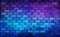 AI generated illustration of brick wall adorned with vibrant blue and purple lights emitting smoke