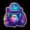 AI generated illustration of a bright and vibrant monkey sticker against a black background