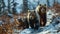 AI generated illustration of brown bears in their natural habitat in the wintertime
