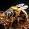 AI generated illustration of a bumble bee covered in water droplets