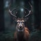 AI generated illustration of a bushbuck antelope standing in a forest