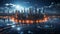 AI generated illustration of a bustling cityscape illuminated by a majestic night sky