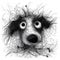 AI-generated illustration of a captivating black and white illustration featuring an adorable dog