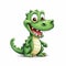 AI generated illustration of a cartoon crocodile with a wide, friendly smile on a white background