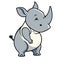 AI generated illustration of a cartoon rhinoceros on a white background