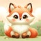 AI generated illustration of a cartoon small, red fox with bright eyes
