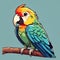 AI generated illustration of a cartoonish macaw parrot on a branch