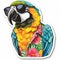 AI generated illustration of a cartoonish tropical parrot with sunglasses