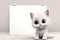 AI generated illustration of a cat in front of a blank paper with another kitten hiding behind it
