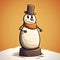 AI generated illustration of A cheerful snowman wearing a top hat and a bright-coloured scarf