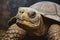 AI generated illustration of a close-up of a Galapagos turtle with wrinkled skin and sturdy shell