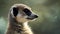 AI generated illustration of a close-up of a meerkat looking aside