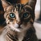 AI generated illustration of a closeup portrait of a tabby cat