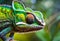 AI generated illustration of a closeup of a vibrant chameleon