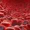 AI generated illustration of a cluster of red blood cells
