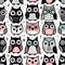 AI generated illustration of colorful, fun, and playful pattern of cartoon owls