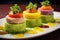 AI generated illustration of a colorful platter of causa rellena