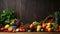AI generated illustration of A colorful selection of fresh fruits and vegetables