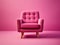 AI generated illustration of a contemporary pink chair against a pink background