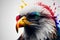 AI generated illustration of a cool eagle with sunglasses against a color splash