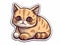 AI generated illustration of a cute brown cartoon kitten on a white background