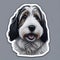 AI generated illustration of a cute cartoon sticker of a fluffy dog