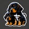 AI generated illustration of a cute cartoon sticker of two brown and white puppies