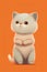 AI generated illustration of a cute domestic cat sitting in a relaxed position on an orange backdrop