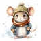 AI generated illustration of a cute rodent dressed in warm winter attire